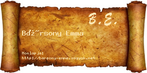 Bársony Emma névjegykártya